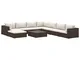 Tidyard Set Divani da Giardino 9 pz con Cuscini in Polyrattan Marrone, Set Divani da Giard...