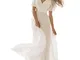 Ever-Pretty Vestito da Sposa Donna Stile Impero Linea ad A Scollo a V Maniche Corte Lungo...