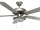 Ventilatore da soffitto con luce Vinco 70915, 5 pale, diametro 132 cm, corpo lampada inox,...