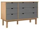 Cassettiera OTTA Marrone e Grigio 113,5x39,5x73cm Legno di Pino