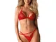 Obsessive 838-SEG-3, Set Completino Intimo, Rosso, L/XL