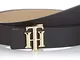 Tommy Hilfiger TH Logo Reversible 3.0 Cintura, Nero/Neutro, 100 cm Donna