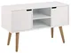 AC Design Furniture 60639 Credenza Mariela, Ante 2 Pezzi, Piano 1 Pezzo di Legno, Bianco,...