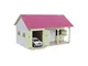 Kids Globe 610245 horse stable, pink, 1:32 scale (with 2 horse boxes, 1 storage room, with...