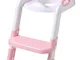 DoubleBlack Riduttore Pieghevole per WC Bimbi Vasino con Scaletta per Bambini Rosa