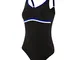 Speedo ContourLuxe 1 Piece Costume da Bagno, Donna, Multicolore (Black/Chroma Blue/White),...