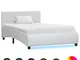 vidaXL - Struttura Letto con LED Bianco in Finta Pelle, 90 x 200 cm