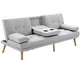 homcom Divano Letto 3 Posti Design Scandinavo Reclinabile 2 Braccioli Staccabili con Tappe...