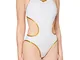 Arena W One Biglogo One Piece Costume da bagno intero, Donna, Bianco, 48 IT