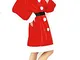 Vetrineinrete® Costume di Babbo Natale Adulto da Donna con Gonna Taglia Unica Completo con...