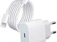 Apple Certificato Mfi - Caricatore 20W ,Caricabatterie Rapido con 3M cavo USB‑C a Lightnin...