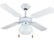 Zephir ZFS9107B Ventilatore da Soffitto Decorativo, Bianco/Oro