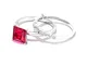 IJ-SI, anello di fidanzamento solitario in vetro con rubino da 2 carati, con diamante cert...