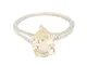 Anello da donna in oro bianco 9 carati con solitario e diamante accentati (misura N) 7 x 9...