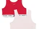 Tommy Hilfiger 2P Bralette Intimo, Primary Red/Pale Pink, 12-14 Bambina