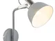 Lampada da parete vintage cromo riflettore grigio rotondo sonno ospiti illuminazione camer...