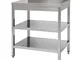 RESTAURANTSTORE Tavolo 50x60x85 acciaio inox 430 su gambe ripiano alzatina ristorante RS39...