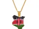 WH MaiYY Mappa Kenya Bandiera Smalto Ciondolo Collana Gioielli Oro Africa Paese Mappa Gioi...