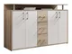 DRIFT, Credenza con ripiano simil rovere sonoma, bianco, elegantea e capiente credenza con...