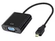 XMSJSIY Micro HDMI a VGA Audio Adapter Converter 1080p Full HD Micro HDMI Maschio a VGA Fe...