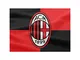 AC Milan Bandiera Grande con Logo, 100x140 cm, Poliestere, Prodotto ufficiale, Rossonero