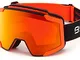 Briko Lava FIS 7.6 2 Lenses, Goggles Unisex Adulto, 909BLACK Orange F-RM3P1, ONE