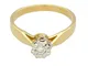 Anello da donna, in oro giallo 18 carati, con diamante da 0,10 ct, solitario (misura K 1/2...