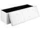 Songmics LSF702 Pouf Contenitore Ottomane e poggiapiedi, 120 L, Bianco, 110 x 38 x 38 cm