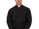 Reliant Clergy - Camicia da uomo a maniche lunghe con colletto a linguetta Nero 42