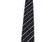 CAMERUCCI cravatta uomo foderata blu riga verde/panna larghezza cm 8,5 100% seta MADE IN I...