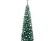 vidaXL Albero di Natale Sottile Preilluminato con Palline Verde 180 cm