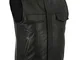 Leatherick SOA Gilet da motociclista in vera pelle da uomo senza colletto per motociclismo...