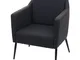 Mendler Poltrona Lounge HWC-H93a Sedia Relax 88x70x70cm - Ecopelle Nero