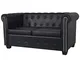 vidaXL Divano Chesterfield 2 Posti Classico in Similpelle Nero Salotto Sofa