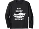 Eat Sleep Poncha Repeat Madeira Bevanda Tradizionale Maglia a Manica