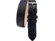 ESPERANTO Cintura Patchwork 3,5 cm in vero Coccodrillo Nero lucido con fibbia argentata 10...