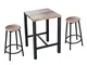 Morgan Set Tavolo Bar con 2 Sgabelli, Tavolo Alto con Sgabello Alto, Tavolo 60x60x87 cm co...