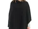 DALLE PIANE CASHMERE - Poncho in Misto Cashmere - Made in Italy - Donna, Colore: Nero, Tag...