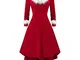 FRAUIT Costume Adulto Vestiti Donna Elegante Lungo da Sera Natale Velluto V-Collo Vestito...