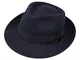 Borges & Scott B&S Premium Doyle- Cappello a Goccia Fedora-100% Feltro di Lana- Ripiegabil...