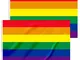 2 Pezzi Bandiere Arcobaleno - 90 x 150 cm LGBT Gay Pride con 2 Occhielli in Ottone - Bandi...