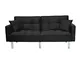 Sofa Divano Letto Nero RECLINABILE in Tessuto Nero 3 POSTI con 2 Cuscini 196 X 68 X 85 CM