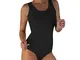 Body Canotta Donna Ragazza in Cotone Elasticizzato Spalla Larga per Danza Balletto Sports...