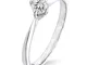 diamond-Anello solitario con diamante solitario 1/5ct di qualità, Oro bianco, 6, cod. fbd0...