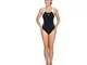 Speedo Boomstar Allover Muscleback Costume da Bagno, Donna, Nero/Bianca, 34 (IT 44)