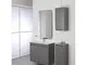 Mobile Sospeso Bagno Moderno 2 Ante Grigio L.80cm Finitura Pastello con Specchio