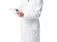 AIESI® Camice per Medico Laboratorio da Uomo Bianco in Cotone 100% sanforizzato Taglia 44