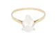 Anello da donna in oro giallo 9 carati con diamante solitario taglio a pera (misura O 1/2)...