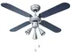 Bestron DLHB42S Ventilatore a Soffitto con Lampada, 50 W, 220 V, Blu, 102 cm, corded elect...