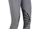 HKM Pantaloni da equitazione Leggings Starlight Donna, Grigio chiaro/Nero, 38